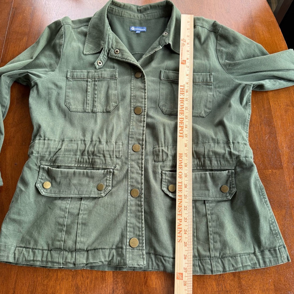 Democracy Women’s Olive Green Military Utility Jacket Cargo Pockets Size XL Coat - Picture 7 of 9